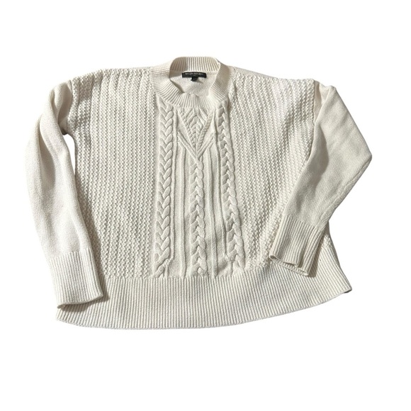 Banana Republic Cream Crew Neck Sweater with Cable Knit - Picture 1 of 4